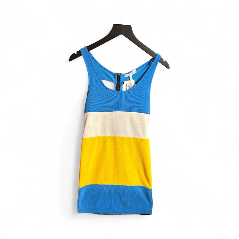 NWT! Stylish Colorblock Mini Dress - Blue, Yellow, White. Junior size medium